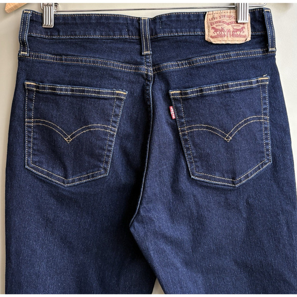 Levis 725 High Rise Bootcut Jeans Size 30 x 30 Dark Wash Stretch Denim - Picture 4 of 14